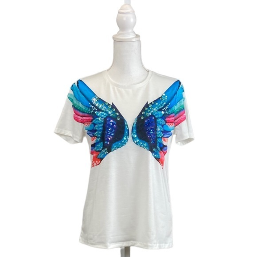 Women’s Blueberry Embellished Short Sleeve‎ Sequin Top
